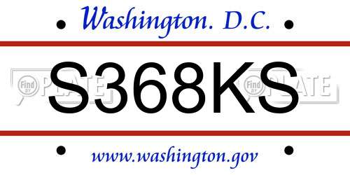 S368KS District Of Columbia License Plate