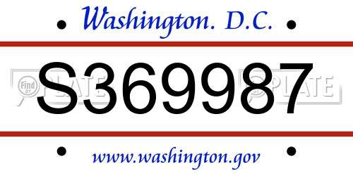 S369987 District Of Columbia License Plate