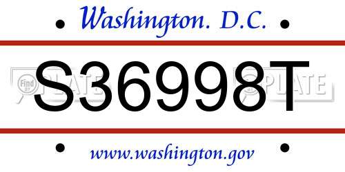 S36998T District Of Columbia License Plate