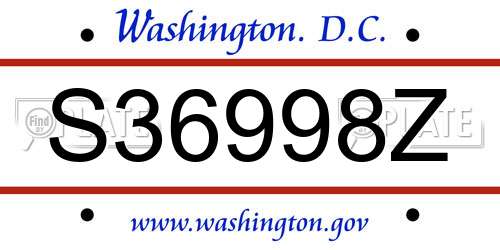 S36998Z District Of Columbia License Plate
