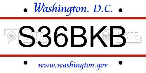 S36BKB District Of Columbia License Plate