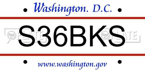 S36BKS District Of Columbia License Plate