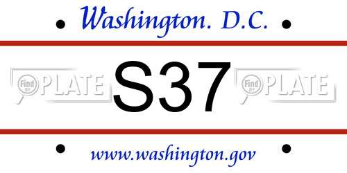 S37 District Of Columbia License Plate