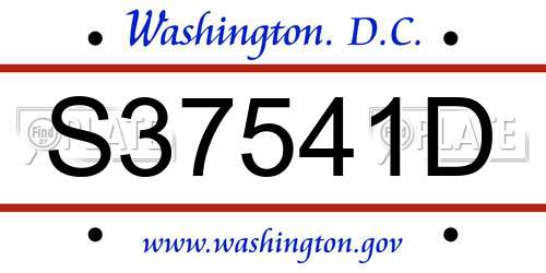 S37541D District Of Columbia License Plate
