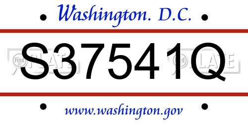 S37541Q District Of Columbia License Plate