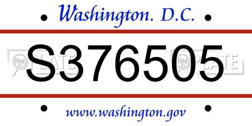 S376505 District Of Columbia License Plate