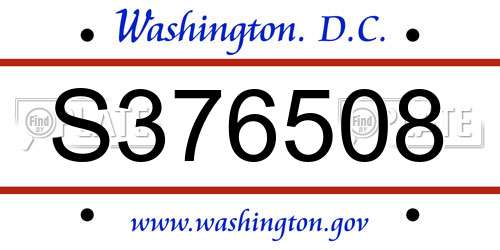 S376508 District Of Columbia License Plate