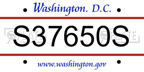 S37650S District Of Columbia License Plate