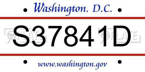 S37841D District Of Columbia License Plate