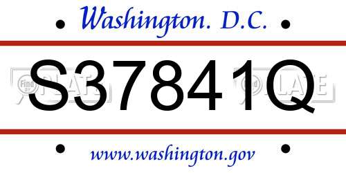S37841Q District Of Columbia License Plate