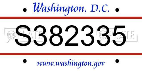 S382335 District Of Columbia License Plate