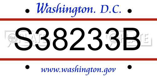 S38233B District Of Columbia License Plate
