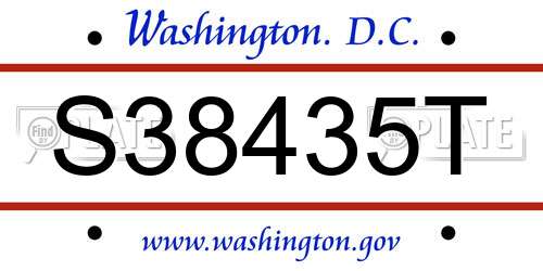 S38435T District Of Columbia License Plate