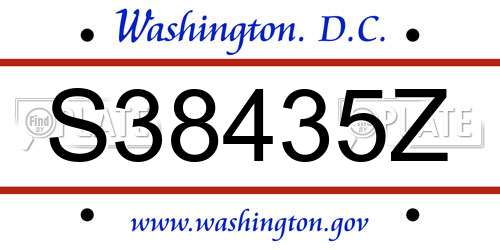 S38435Z District Of Columbia License Plate