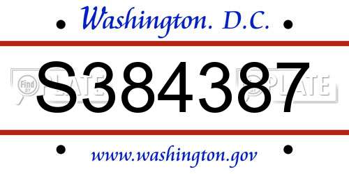 S384387 District Of Columbia License Plate