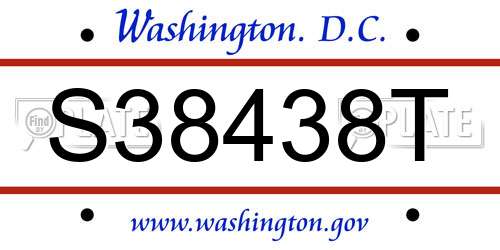 S38438T District Of Columbia License Plate