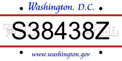 S38438Z District Of Columbia License Plate
