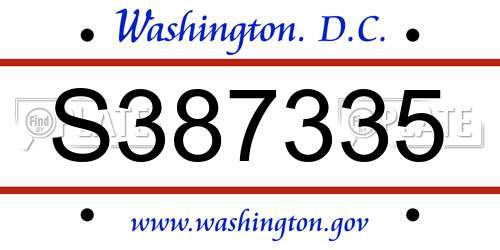 S387335 District Of Columbia License Plate
