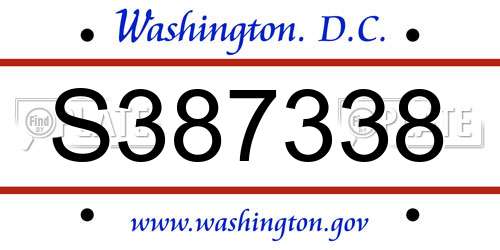 S387338 District Of Columbia License Plate