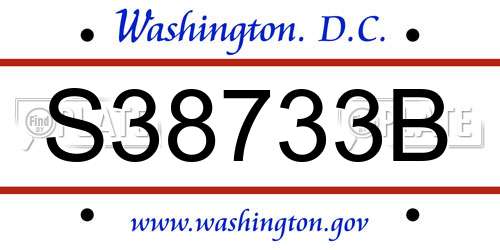 S38733B District Of Columbia License Plate