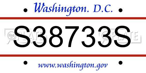 S38733S District Of Columbia License Plate