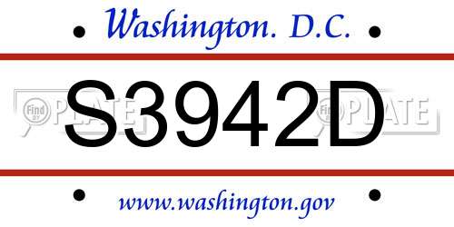 S3942D District Of Columbia License Plate