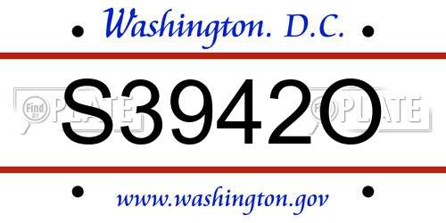 S3942O District Of Columbia License Plate