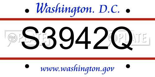 S3942Q District Of Columbia License Plate