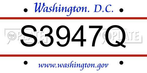 S3947Q District Of Columbia License Plate