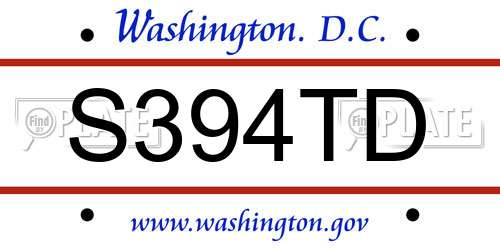 S394TD District Of Columbia License Plate