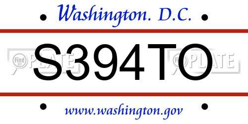 S394TO District Of Columbia License Plate