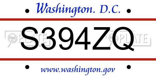 S394ZQ District Of Columbia License Plate