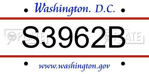 S3962B District Of Columbia License Plate
