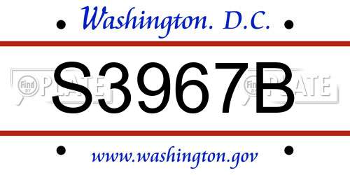 S3967B District Of Columbia License Plate