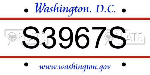 S3967S District Of Columbia License Plate