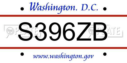 S396ZB District Of Columbia License Plate