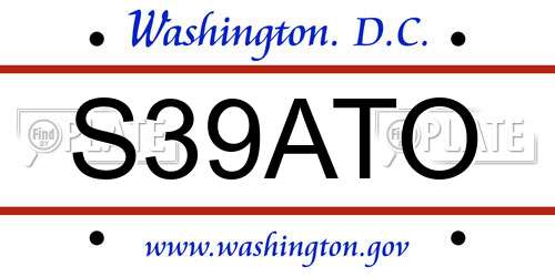 S39ATO District Of Columbia License Plate