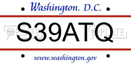 S39ATQ District Of Columbia License Plate