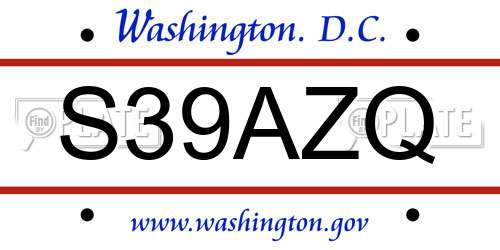 S39AZQ District Of Columbia License Plate
