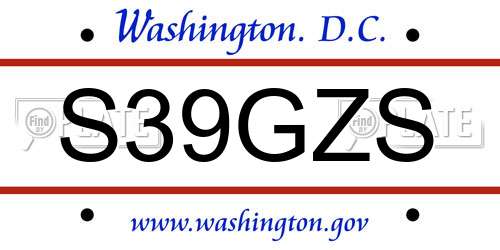 S39GZS District Of Columbia License Plate