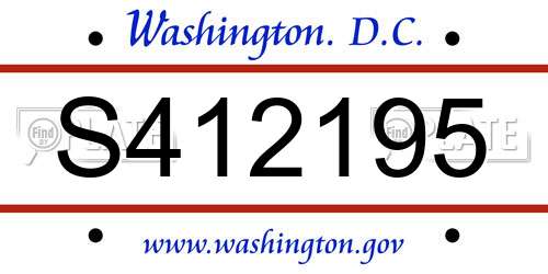 S412195 District Of Columbia License Plate