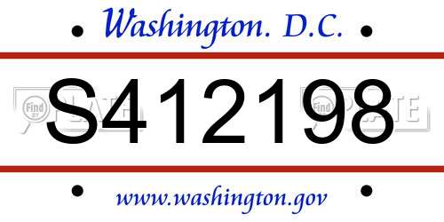 S412198 District Of Columbia License Plate