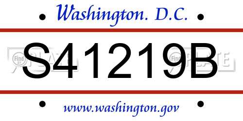 S41219B District Of Columbia License Plate