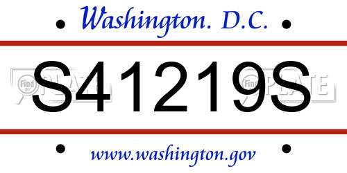 S41219S District Of Columbia License Plate