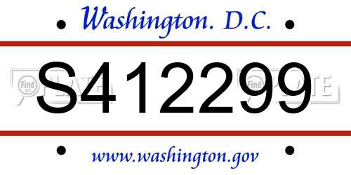S412299 District Of Columbia License Plate