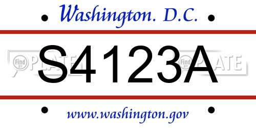 S4123A District Of Columbia License Plate