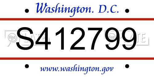 S412799 District Of Columbia License Plate