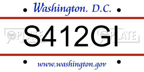 S412GI District Of Columbia License Plate