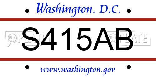 S415AB District Of Columbia License Plate