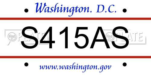 S415AS District Of Columbia License Plate